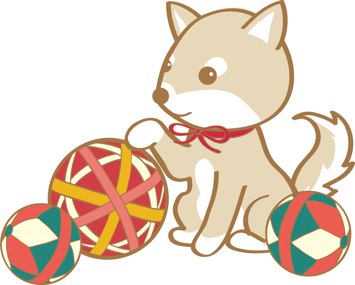 戌年(手まり)無料イラスト2018かわいい犬80259に写真・文字を入れる
