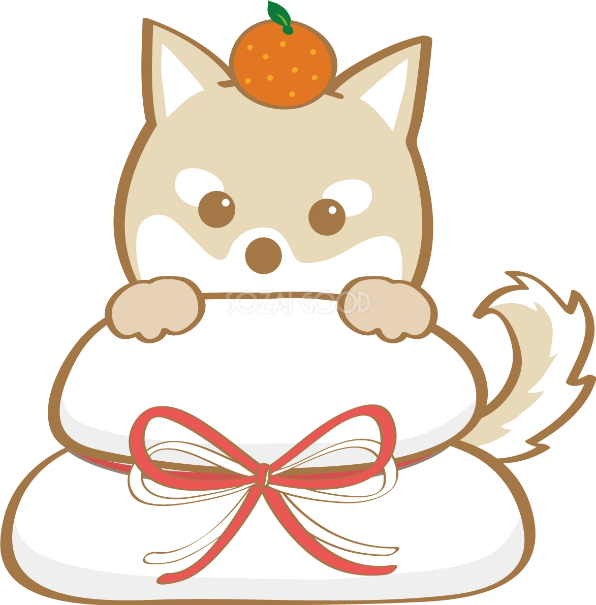 戌年(鏡餅)無料イラスト2018かわいい犬80260