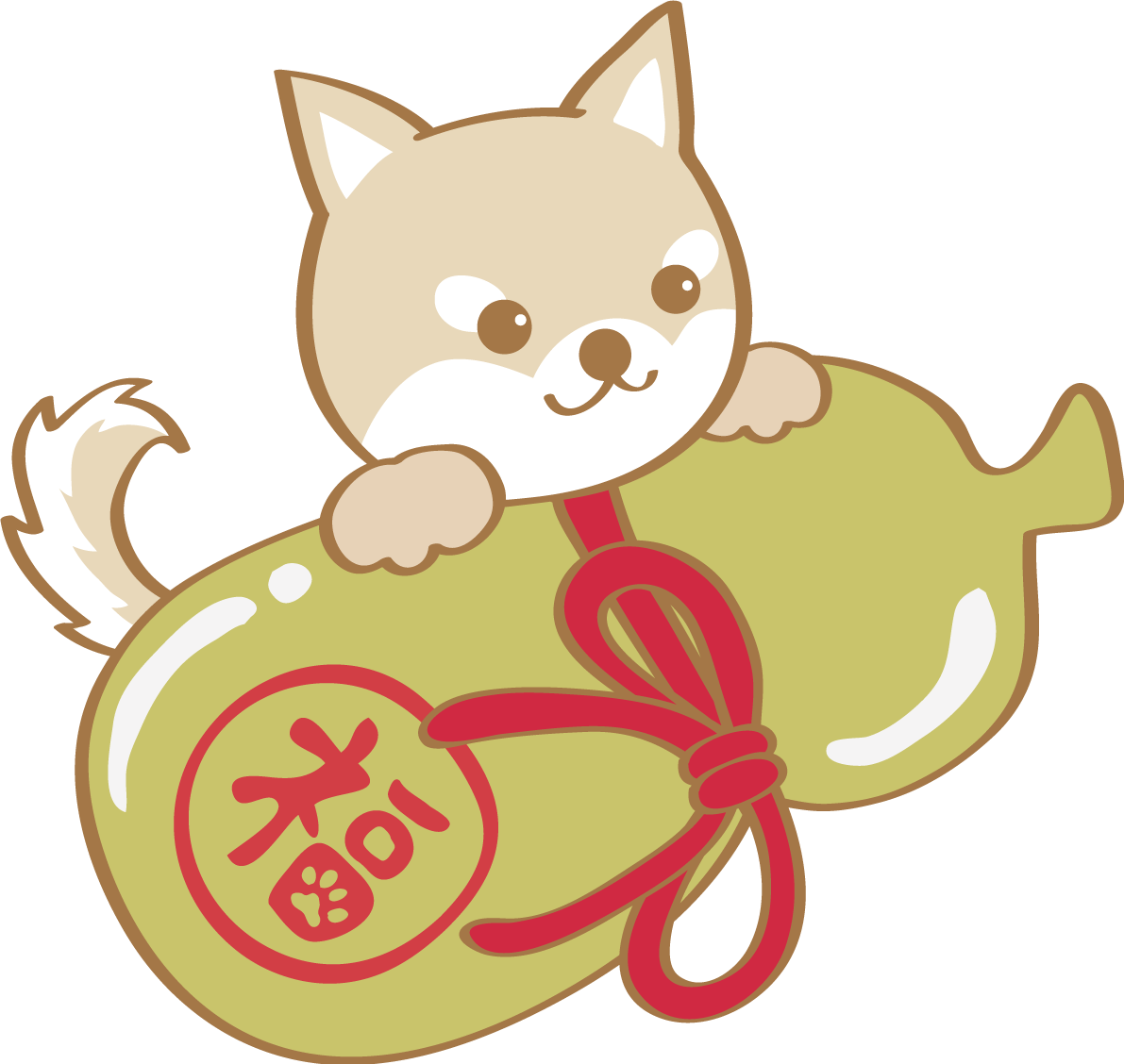 戌年(ひょうたん)無料イラスト2018かわいい犬80261に写真・文字を入れる