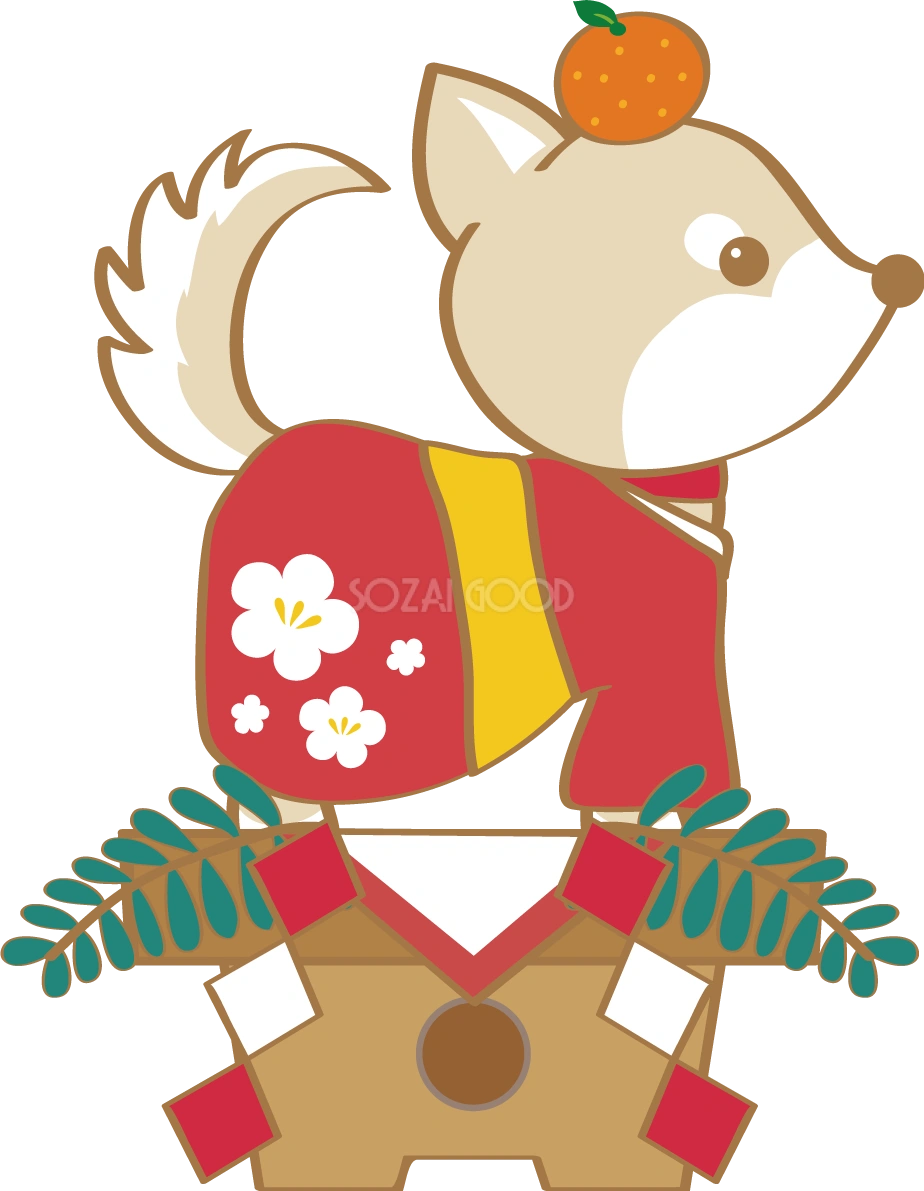 戌年(鏡餅)無料イラスト2018かわいい犬80279