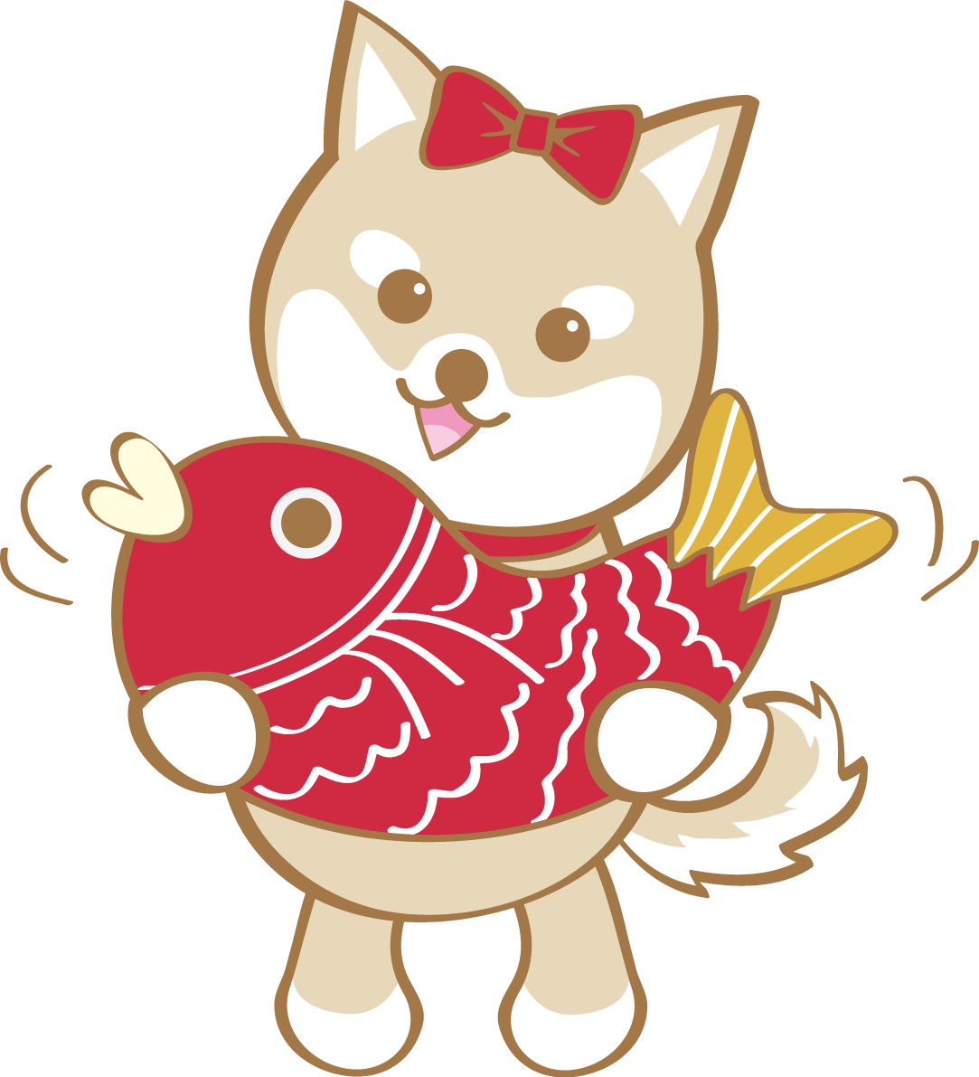 戌年(鯛)無料イラスト2018かわいい犬80284に写真・文字を入れる