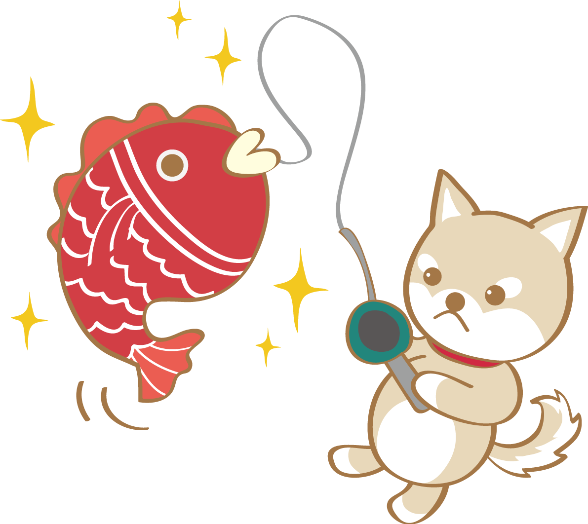 戌年(鯛)無料イラスト2018かわいい犬80294に写真・文字を入れる