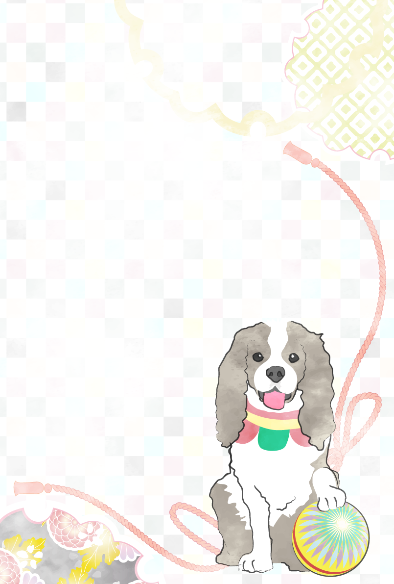 犬と鞠の和風背景無料イラスト80343に写真・文字を入れる