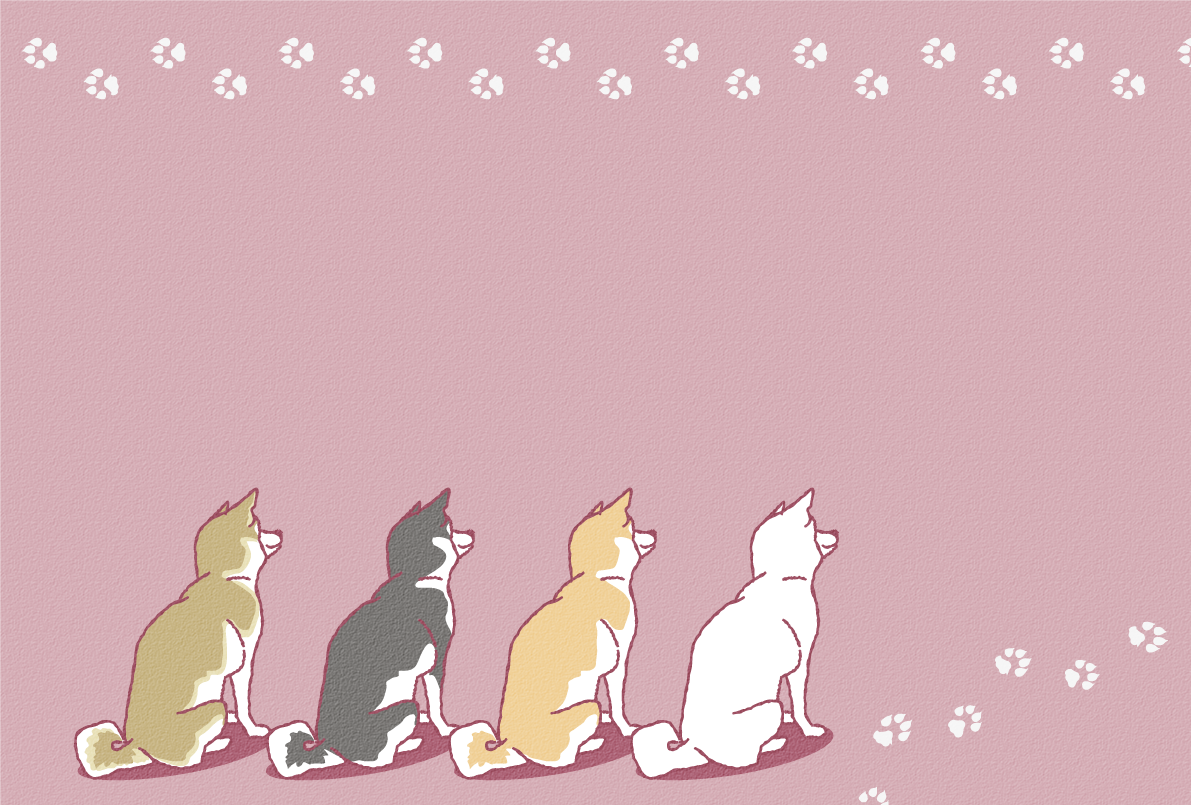 柴犬のピンク後ろ姿と足跡おしゃれ背景無料イラスト80349に写真・文字を入れる