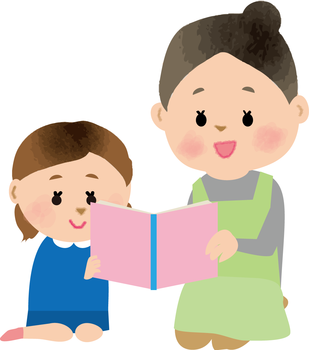 絵本の読み聞かせをする保育園無料イラスト80469に写真・文字を入れる