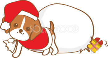 かわいいクリスマス(プレゼント ビーグル犬サンタクロース)無料イラスト80505