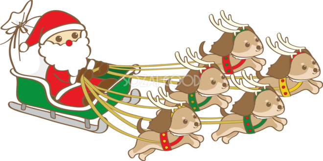 犬のかわいいクリスマス トナカイのダックスフンドたち 無料イラスト