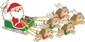 犬のかわいいクリスマス(トナカイのダックスフンドたち)無料イラスト80508