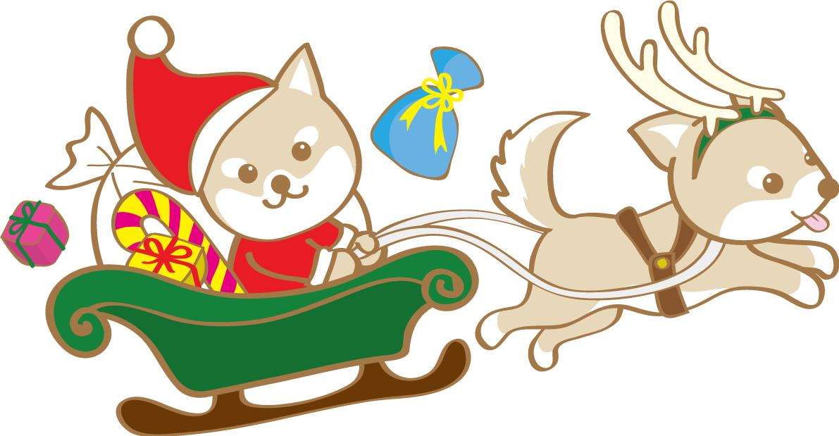 かわいいクリスマス(柴犬サンタクロースとトナカイ)無料イラスト80509に写真・文字を入れる