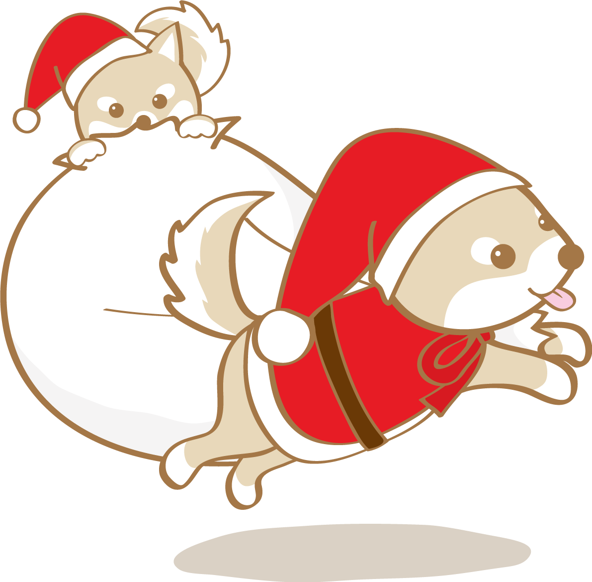 かわいいクリスマス(柴犬サンタクロースたち)無料イラスト80510に写真・文字を入れる