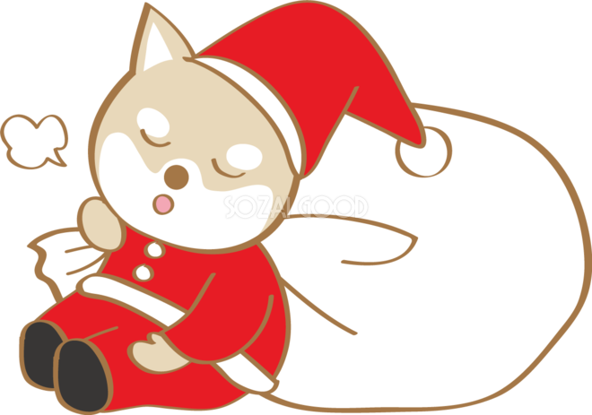 かわいいクリスマス 柴犬サンタクロース休憩 無料イラスト80514 素材good