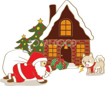 かわいいクリスマス(犬のふりサンタクロース)無料イラスト80516
