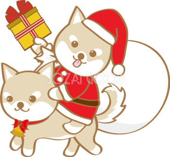 かわいいクリスマス(犬トナカイとサンタクロース)無料イラスト80517