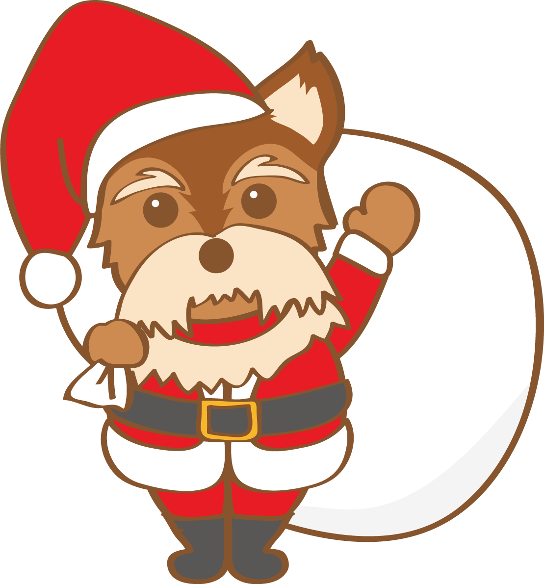 犬のかわいいクリスマス(ヨーキーサンタクロース)無料イラスト80525に写真・文字を入れる