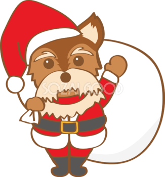 犬のかわいいクリスマス(ヨーキーサンタクロース)無料イラスト80525