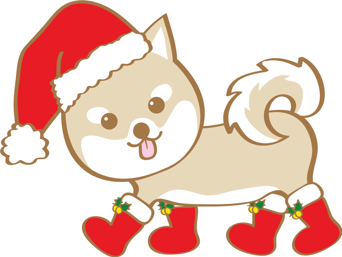 かわいいクリスマス(長靴を履く柴犬サンタクロース)無料イラスト80541に写真・文字を入れる