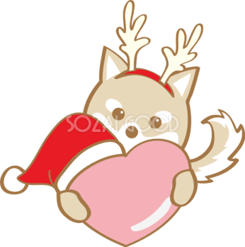 かわいいクリスマス(ハートを持つ柴犬)無料イラスト80586