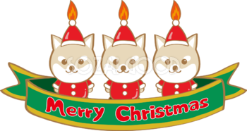 かわいいクリスマス(柴犬サンタクロースのキャンドル)無料イラスト80587