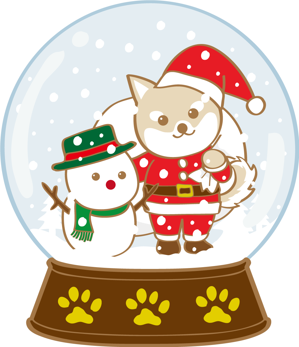 かわいいクリスマス(スノードームに柴犬サンタクロース)無料イラスト80591に写真・文字を入れる
