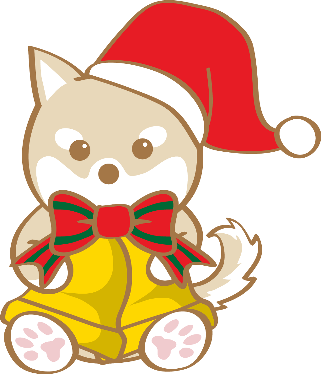 かわいいクリスマス(ベルを持つ柴犬サンタクロース)無料イラスト80593に写真・文字を入れる