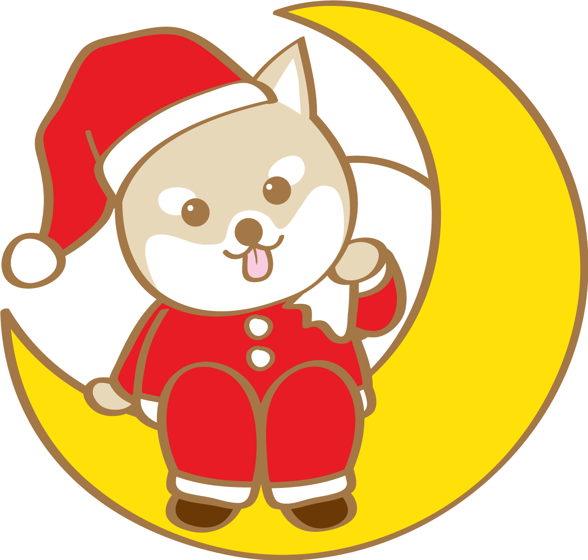 かわいいクリスマス(月に乗る柴犬サンタクロース)無料イラスト80595に写真・文字を入れる