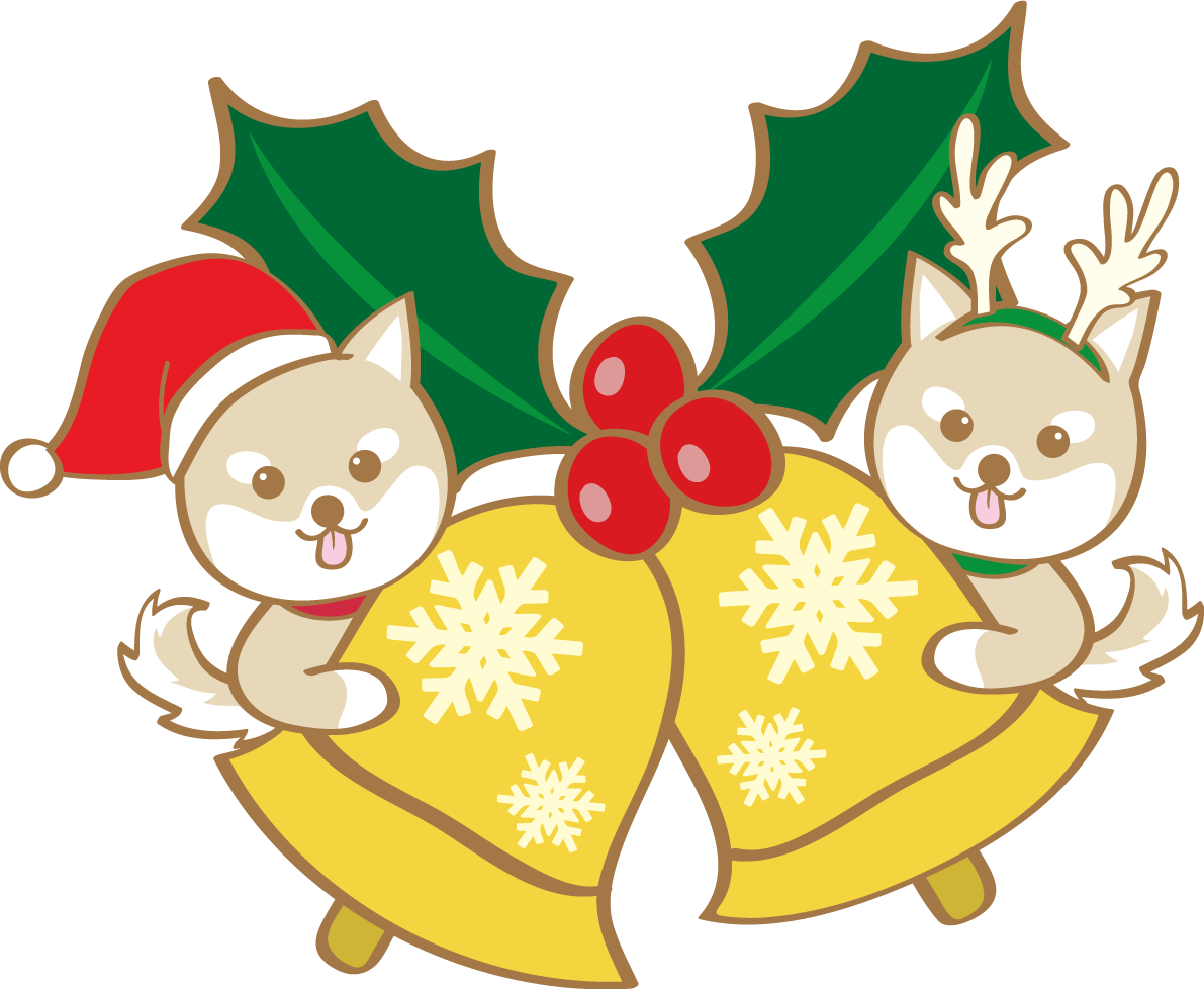 かわいいクリスマス(ベルと二匹の柴犬)無料イラスト80601に写真・文字を入れる