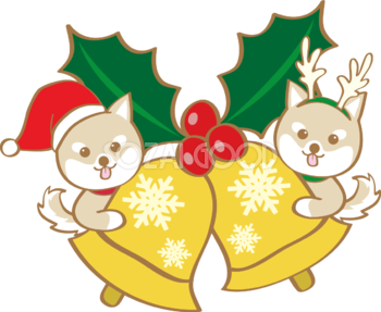 かわいいクリスマス(ベルと二匹の柴犬)無料イラスト80601