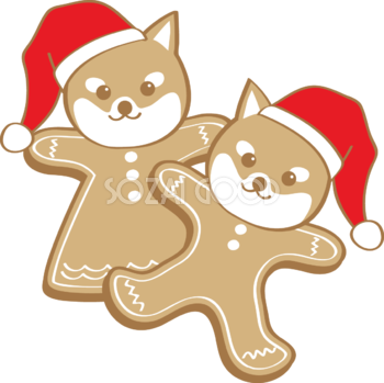 かわいいクリスマス(柴犬のジンジャークッキー)無料イラスト80604
