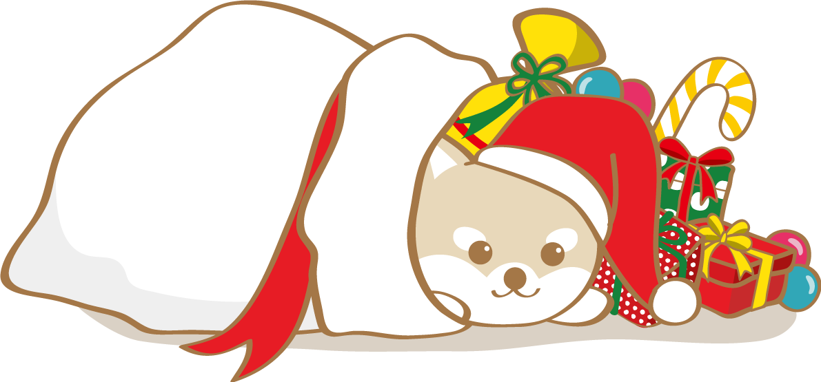 かわいいクリスマス(プレゼントに紛れる柴犬サンタクロース)無料イラスト80607に写真・文字を入れる