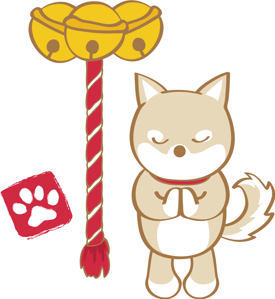 戌年(お参りポーズ)無料イラスト2018かわいい犬80872に写真・文字を入れる