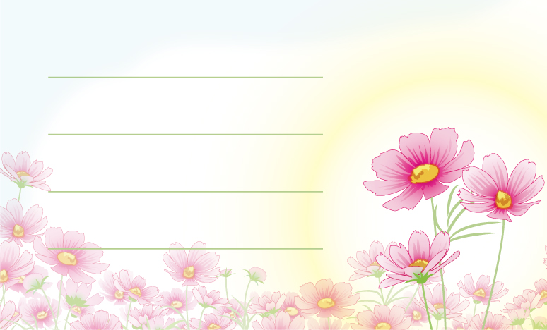 コスモス(秋桜)メッセージカードデザイン_コスモス畑イラスト無料テンプレート80874に写真・文字を入れる