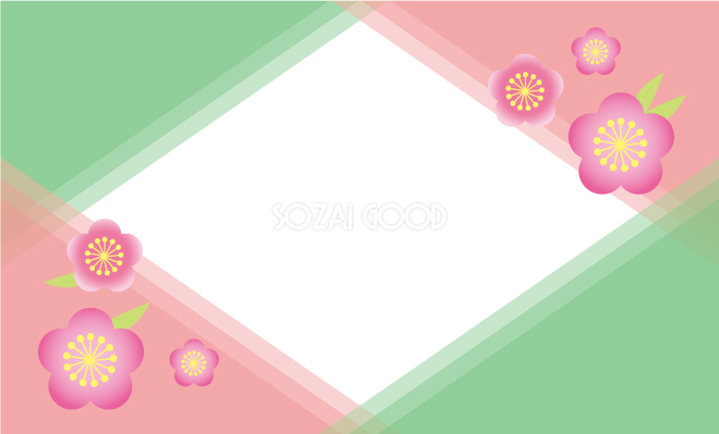 ひなまつりメッセージカードデザイン 菱餅と桃の花イラスト無料