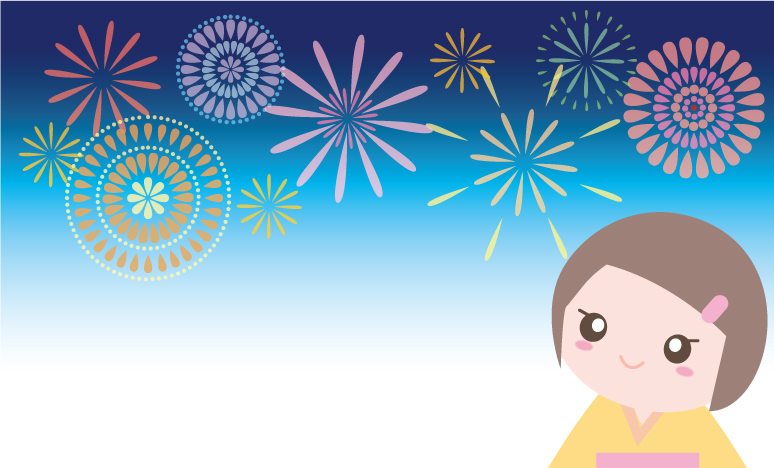 花火メッセージカードデザイン_花火と子供イラスト無料テンプレート80884に写真・文字を入れる
