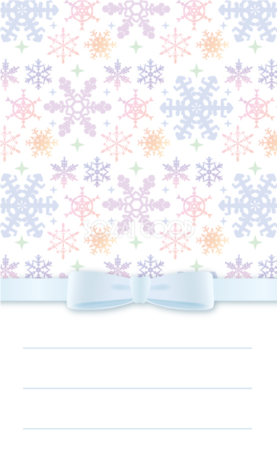 雪の結晶メッセージカードデザイン 結晶とリボンイラスト無料テンプレート80912 素材good