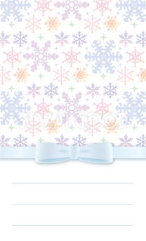 雪の結晶メッセージカードデザイン_結晶とリボンイラスト無料テンプレート80912