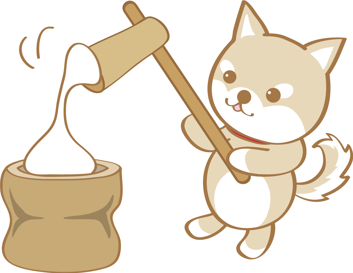戌年(餅つきをする柴犬)無料イラスト2018かわいい犬80924に写真・文字を入れる
