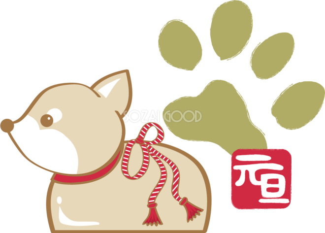 戌年 戌陶器の横姿 無料イラスト2018かわいい犬80930 素材good