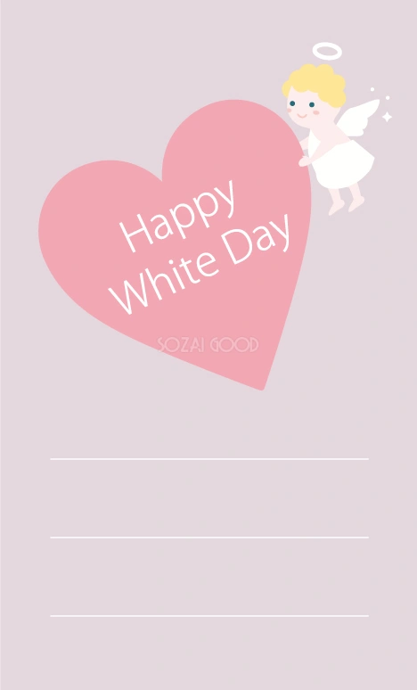かわいいホワイトデーメッセージカードデザイン_天使イラスト無料テンプレート81085