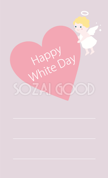 かわいいホワイトデーメッセージカードデザイン_天使イラスト無料テンプレート81085
