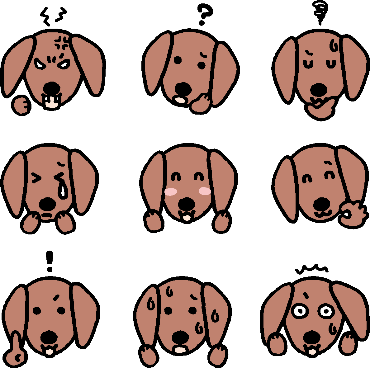 かわいい犬(ダックスフンド)の表情の無料イラスト81092に写真・文字を入れる
