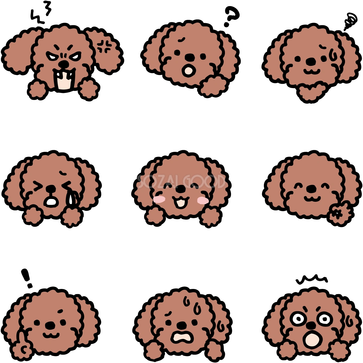 かわいい犬(トイプードル)の表情の無料イラスト81094