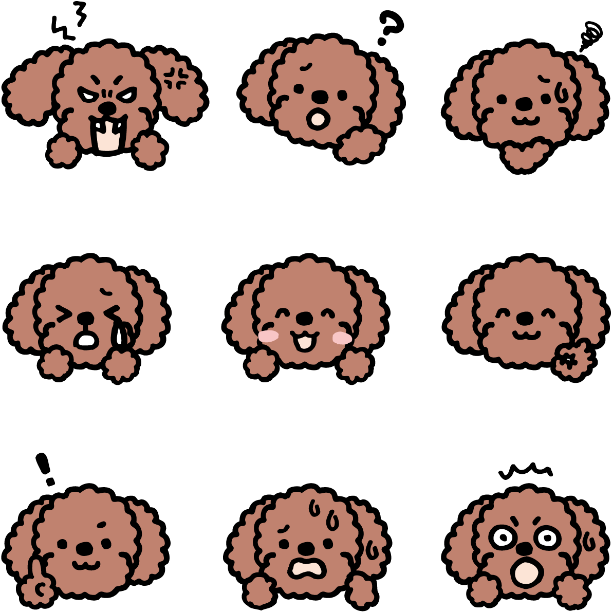 かわいい犬(トイプードル)の表情の無料イラスト81094に写真・文字を入れる