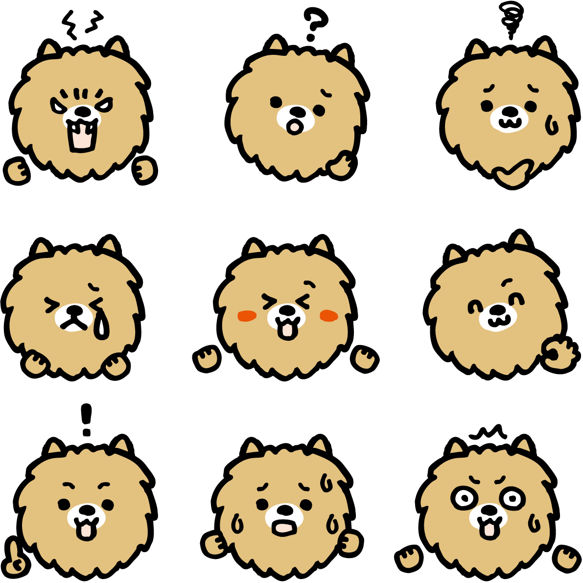 かわいい犬(ポメラニアン)の表情の無料イラスト81097に写真・文字を入れる