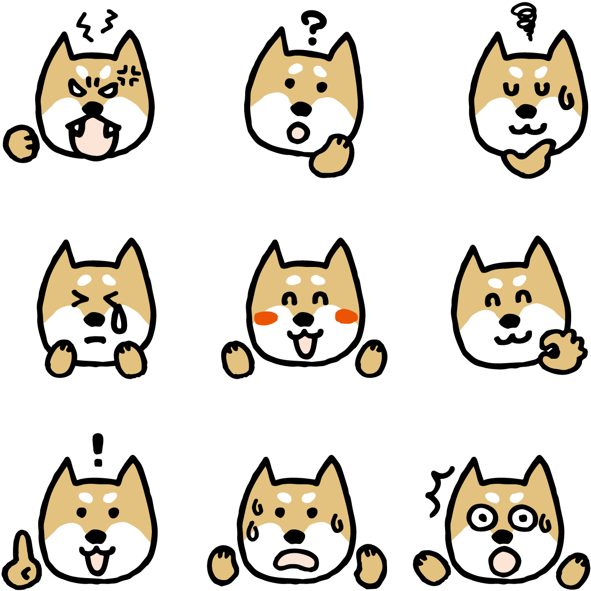 かわいい犬(柴犬)の表情の無料イラスト81101に写真・文字を入れる