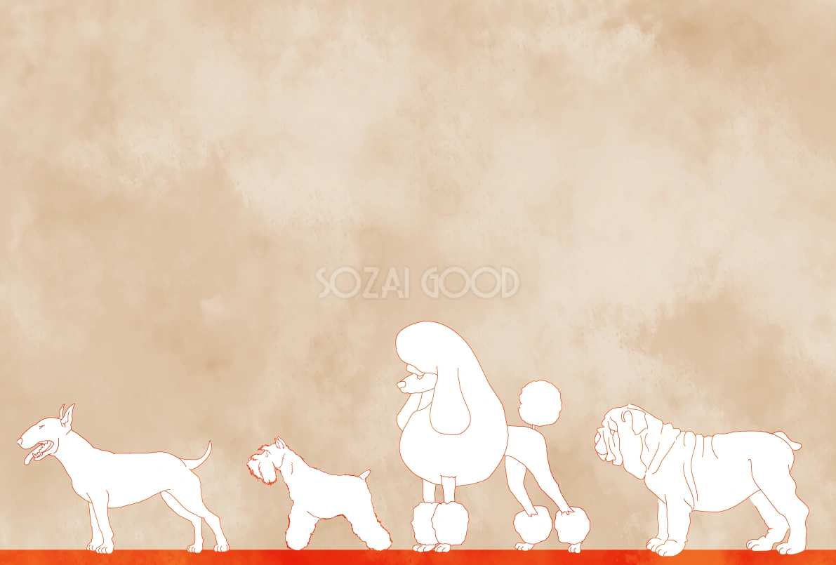おしゃれ犬(シルエット個性的な犬)背景2018戌年干支の無料イラス81126