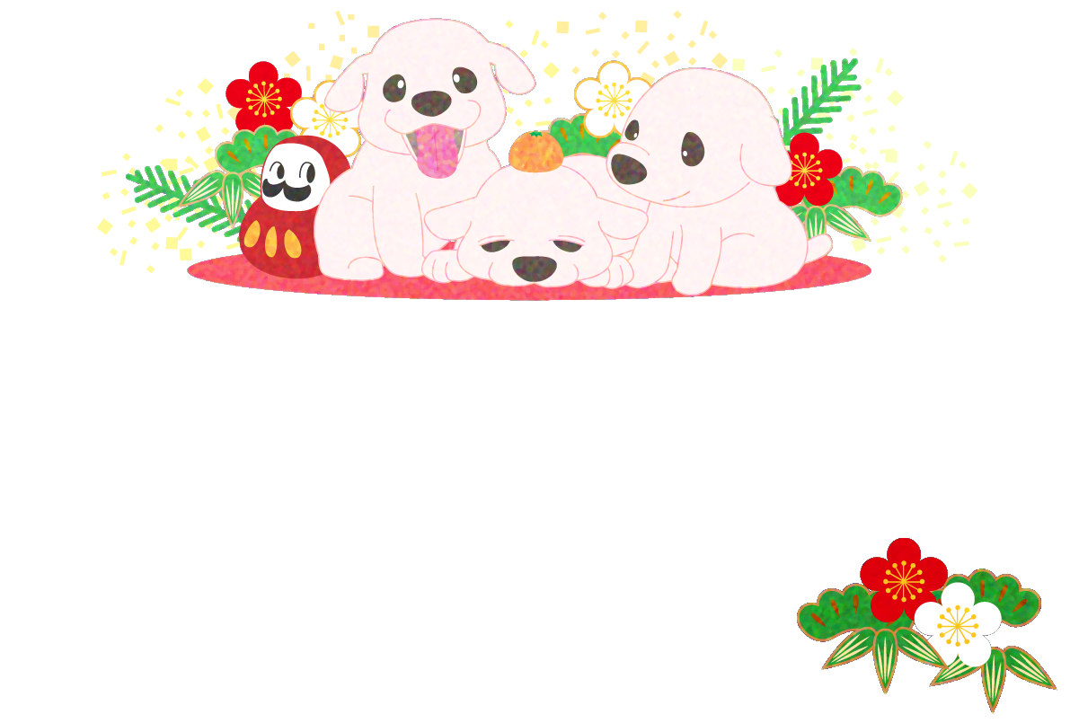 かわいい犬(子犬)和風背景2018戌年干支の無料イラスト81130に写真・文字を入れる