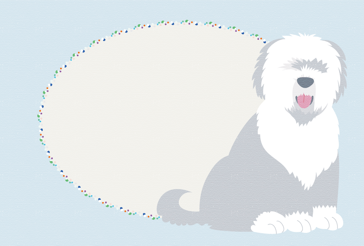 かわいい犬(イングリッシュシープドッグ)背景2018戌年干支の無料イラスト81142に写真・文字を入れる