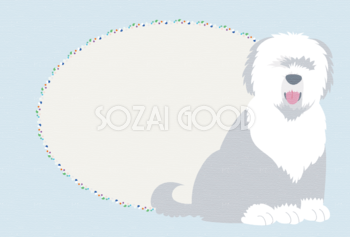 かわいい犬(イングリッシュシープドッグ)背景2018戌年干支の無料イラスト81142