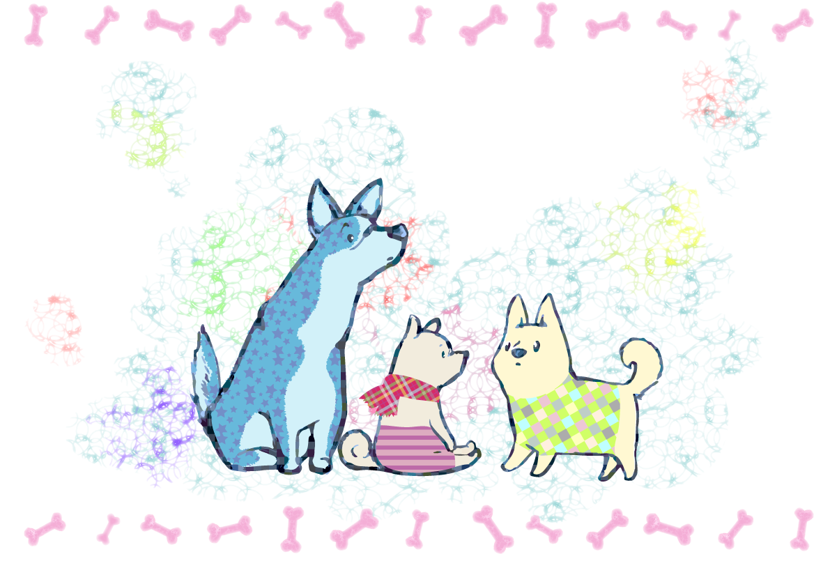 かわいい犬(幸せな家族)背景2018戌年干支の無料イラスト81146に写真・文字を入れる