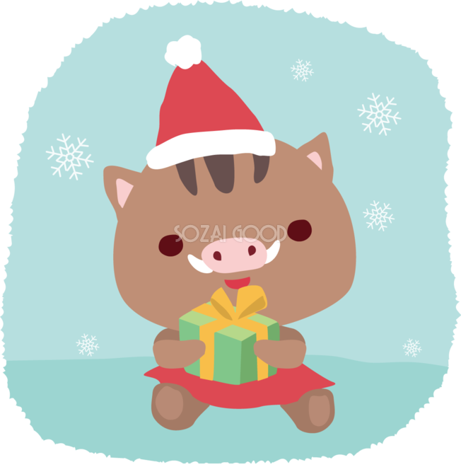 イノシシ サンタクロースのクリスマスかわいい動物無料イラスト81152 素材good